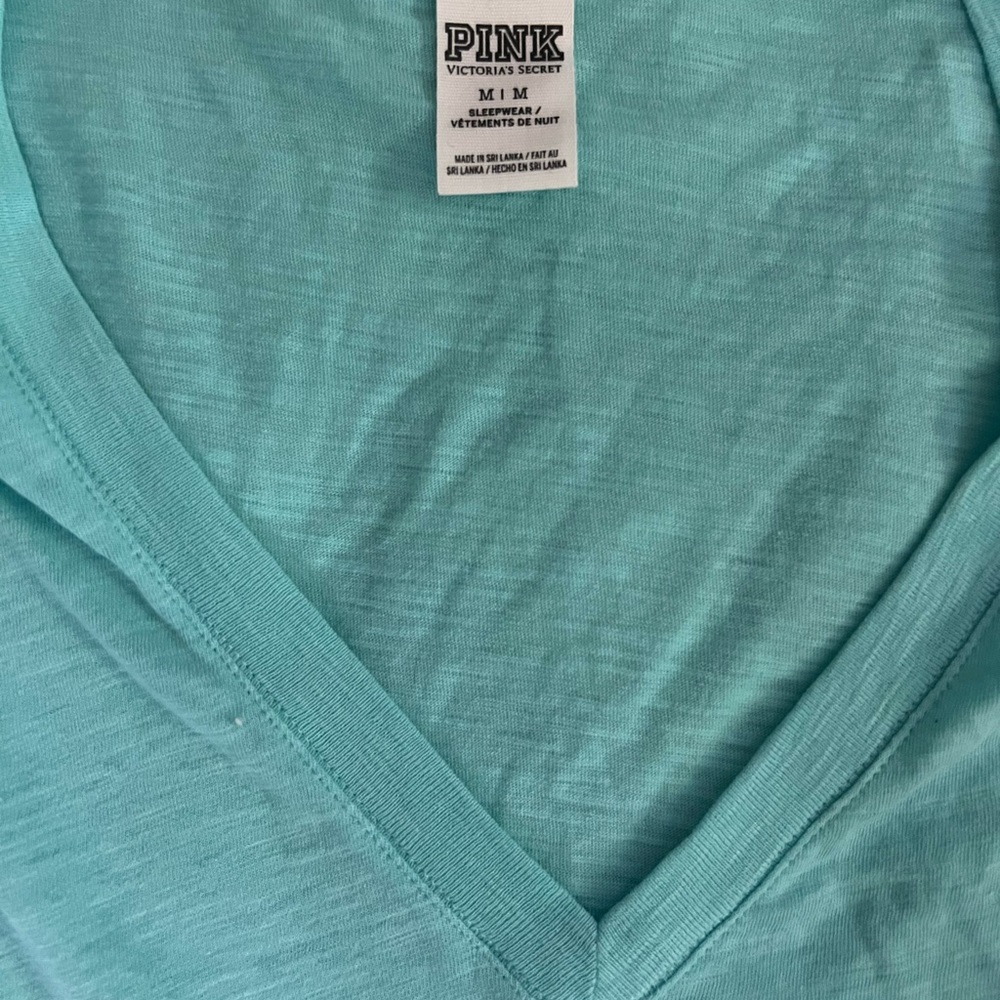 PINK Victoria's Secret Teal V-Neck Tee - Picture 2 of 3